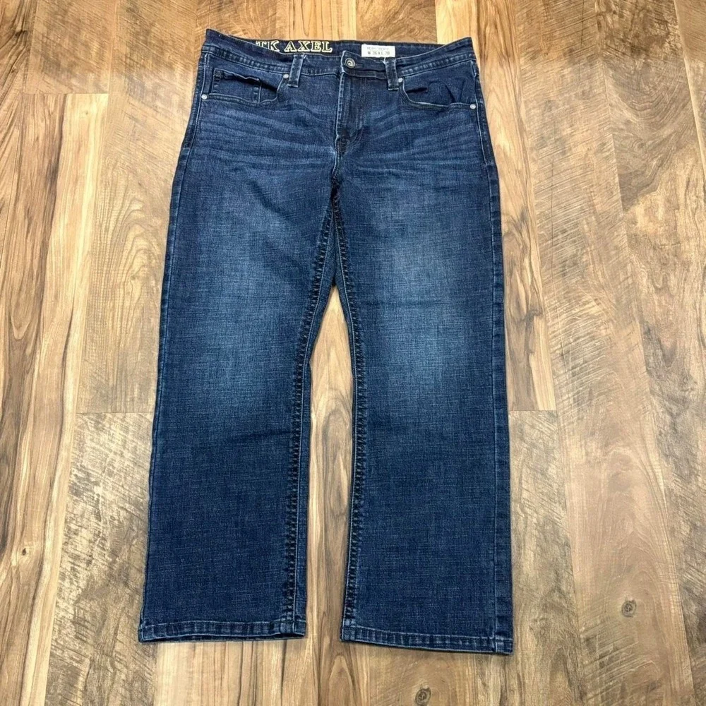 Vintage Y2K Baggy Bootcut JeansTK Axel Baggy Wide Leg Denim Dark Wash